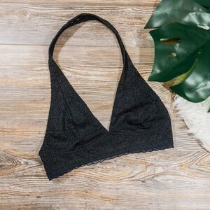 Black lace halter bralette